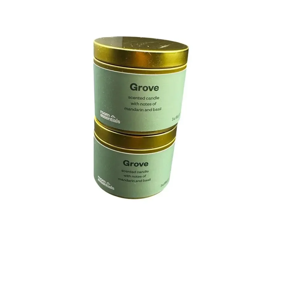 NWT Set of Grove Scented Candles 3oz Each. Notes of mandarin & basil